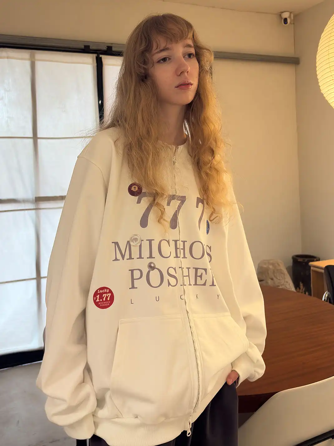MIICHOUS | Heavyweight Cotton Sticker Print Zip Sweatshirt