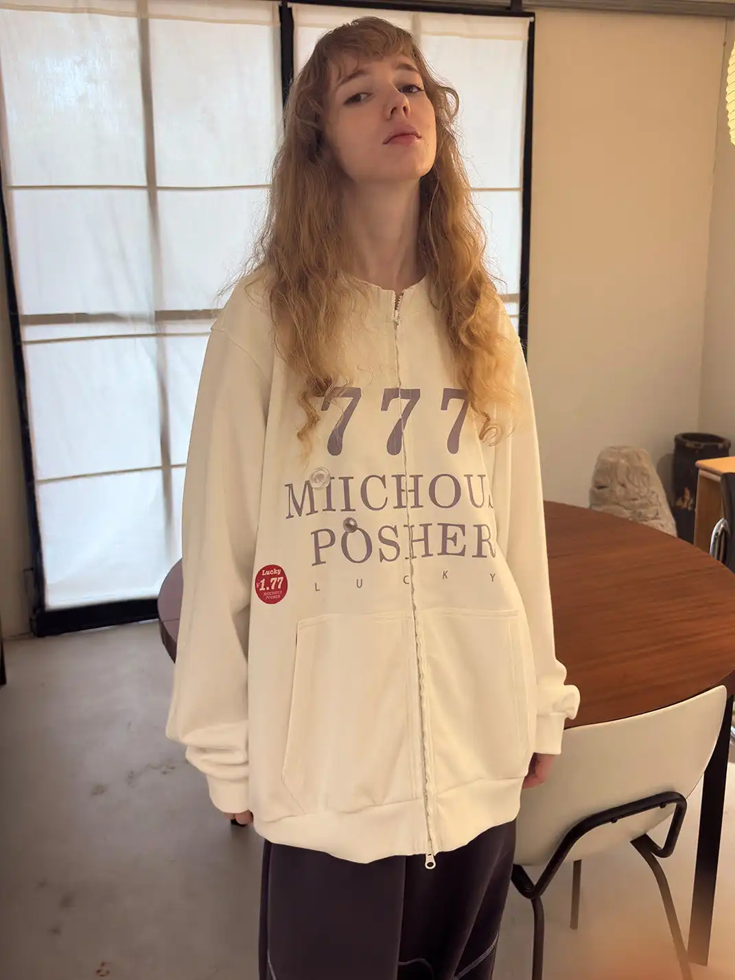 MIICHOUS | Heavyweight Cotton Sticker Print Zip Sweatshirt