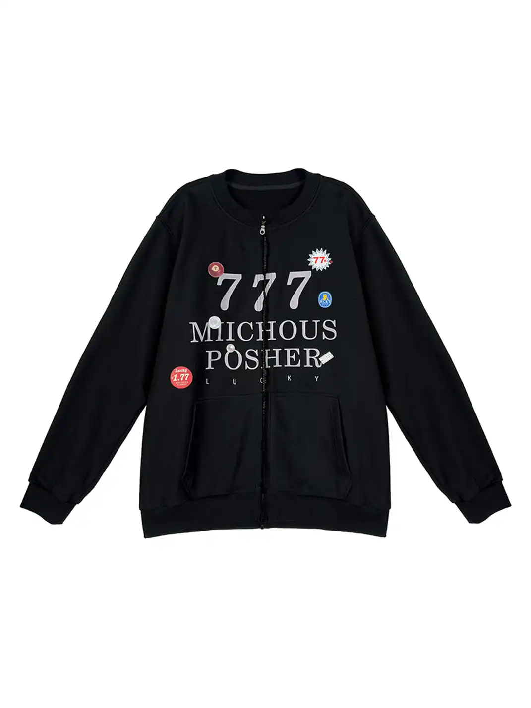 MIICHOUS | Heavyweight Cotton Sticker Print Zip Sweatshirt