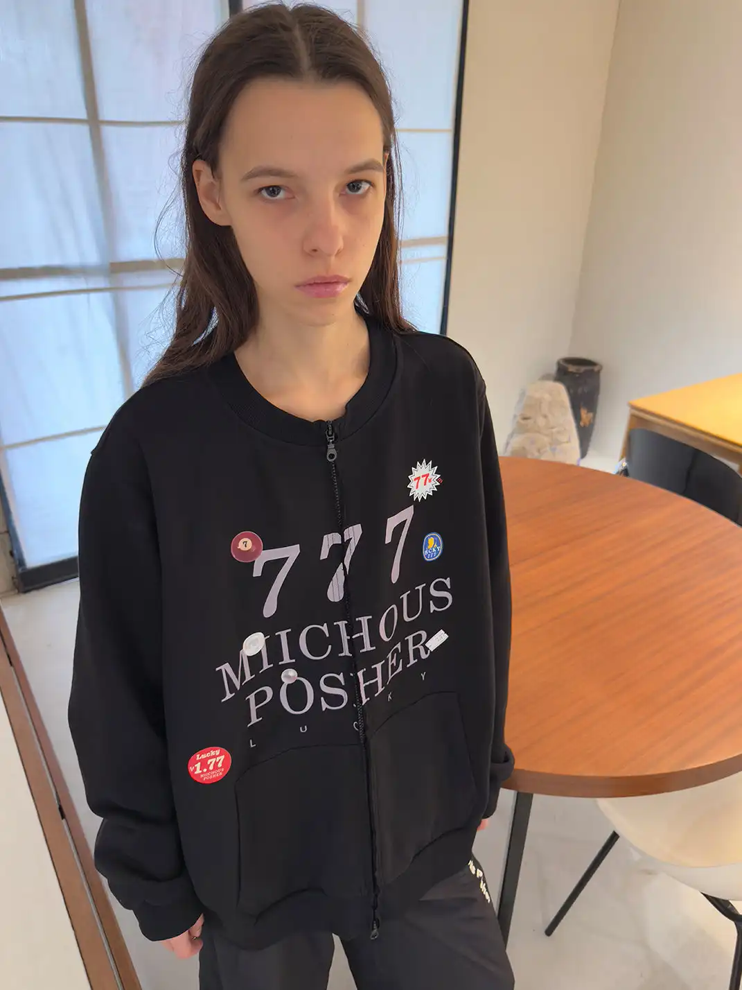 MIICHOUS | Heavyweight Cotton Sticker Print Zip Sweatshirt