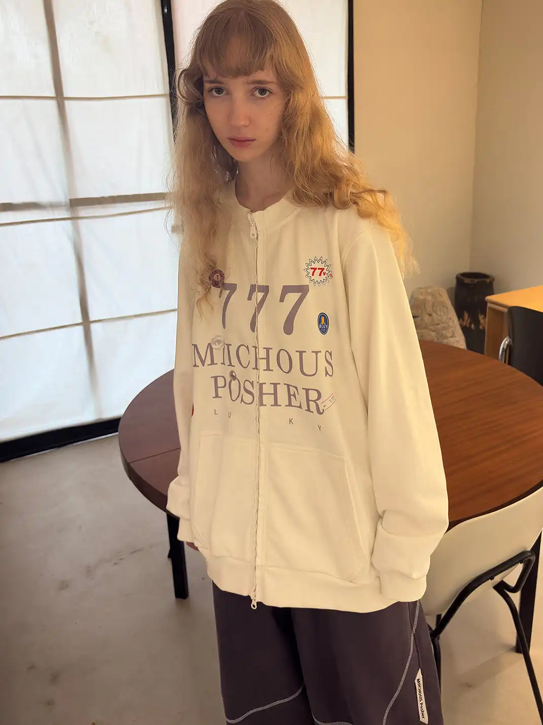 MIICHOUS | Heavyweight Cotton Sticker Print Zip Sweatshirt