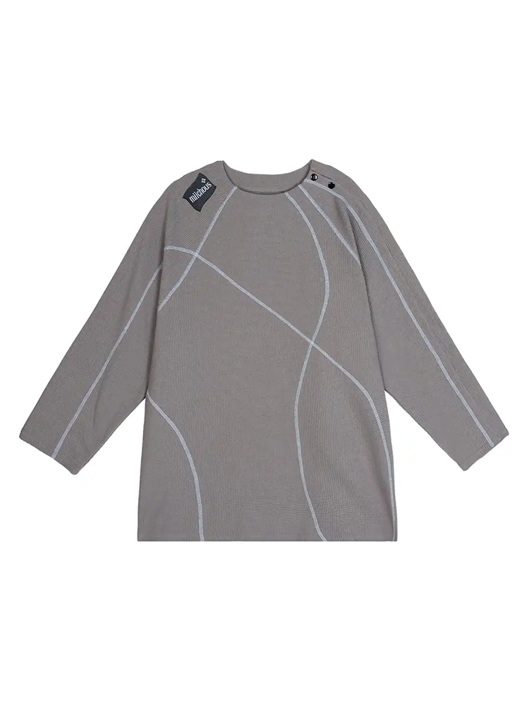 MIICHOUS | Contrast Stitch Waffle Knit Long Sleeve Sweatshirt