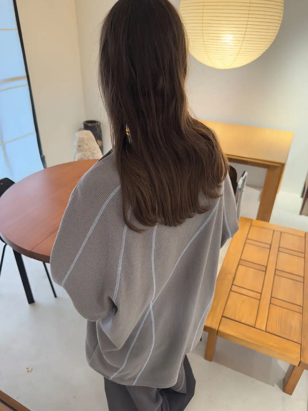 MIICHOUS | Contrast Stitch Waffle Knit Long Sleeve Sweatshirt