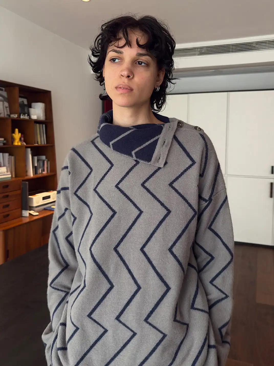 MIICHOUS | Dublin Night Wave Jacquard Turtleneck Knit Top