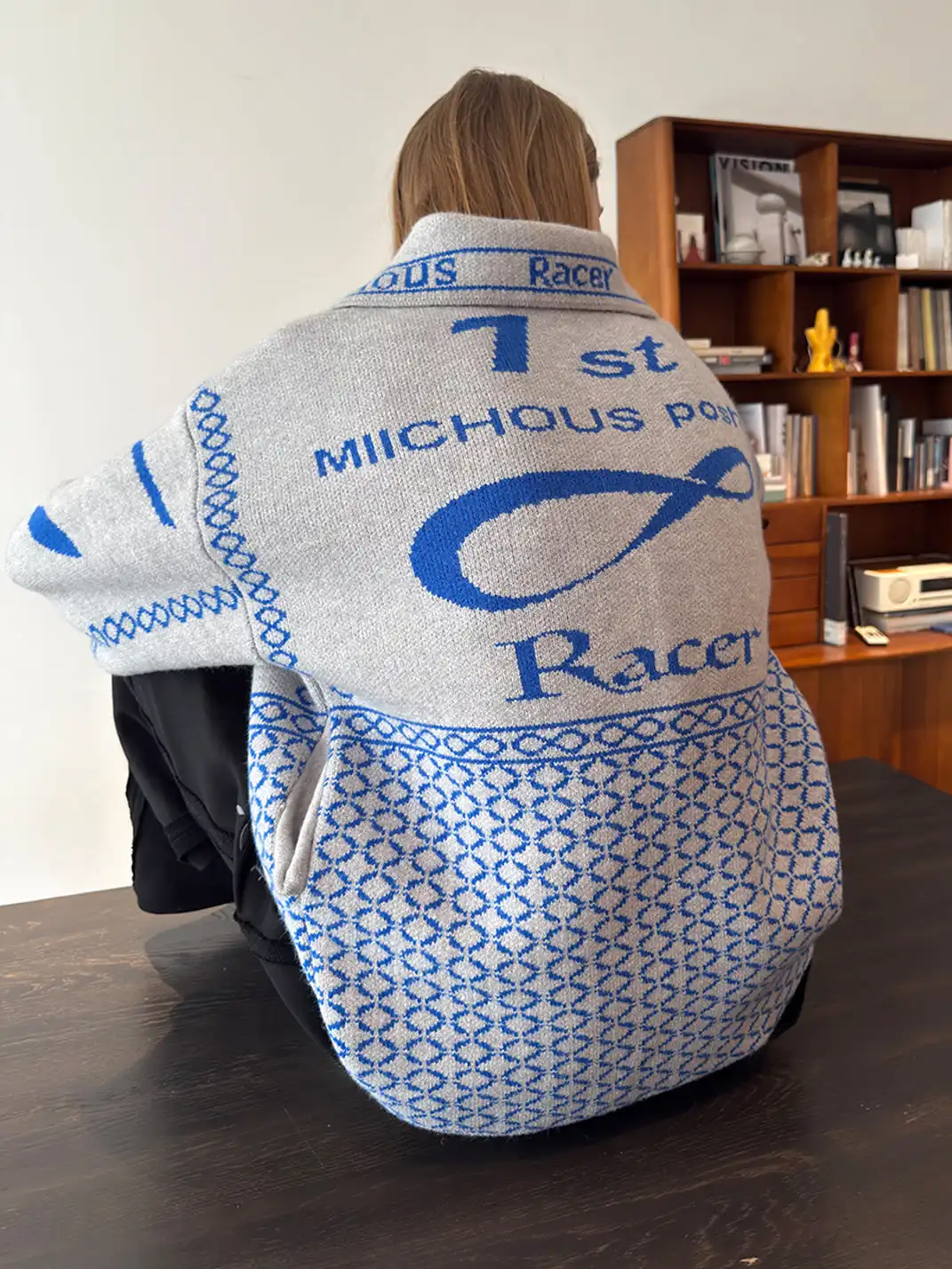 MIICHOUS | Vintage Racing Jacquard Zip Cardigan Sweater