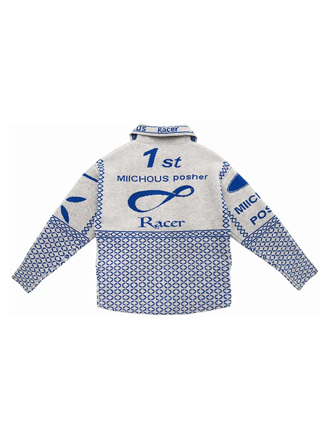MIICHOUS | Vintage Racing Jacquard Zip Cardigan Sweater
