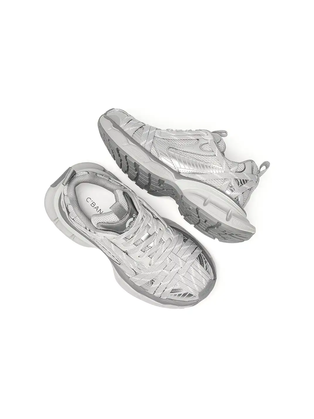 C.BANNER | Silver-Grey Retro Chunky Sneakers