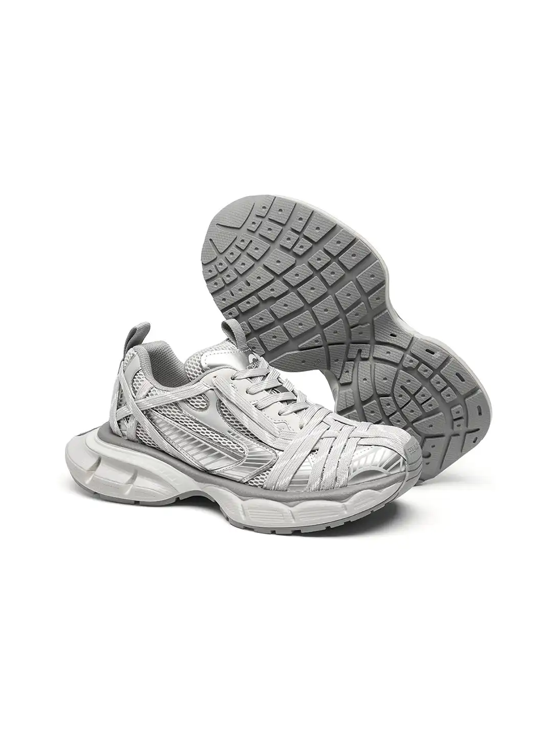 C.BANNER | Silver-Grey Retro Chunky Sneakers