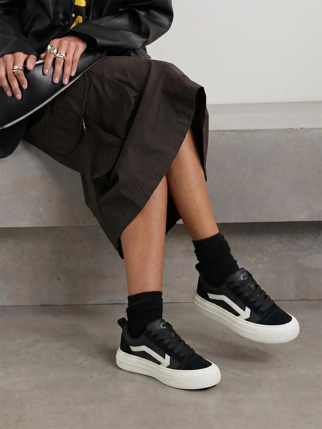 C.BANNER | Black Platform Low-top Sneakers
