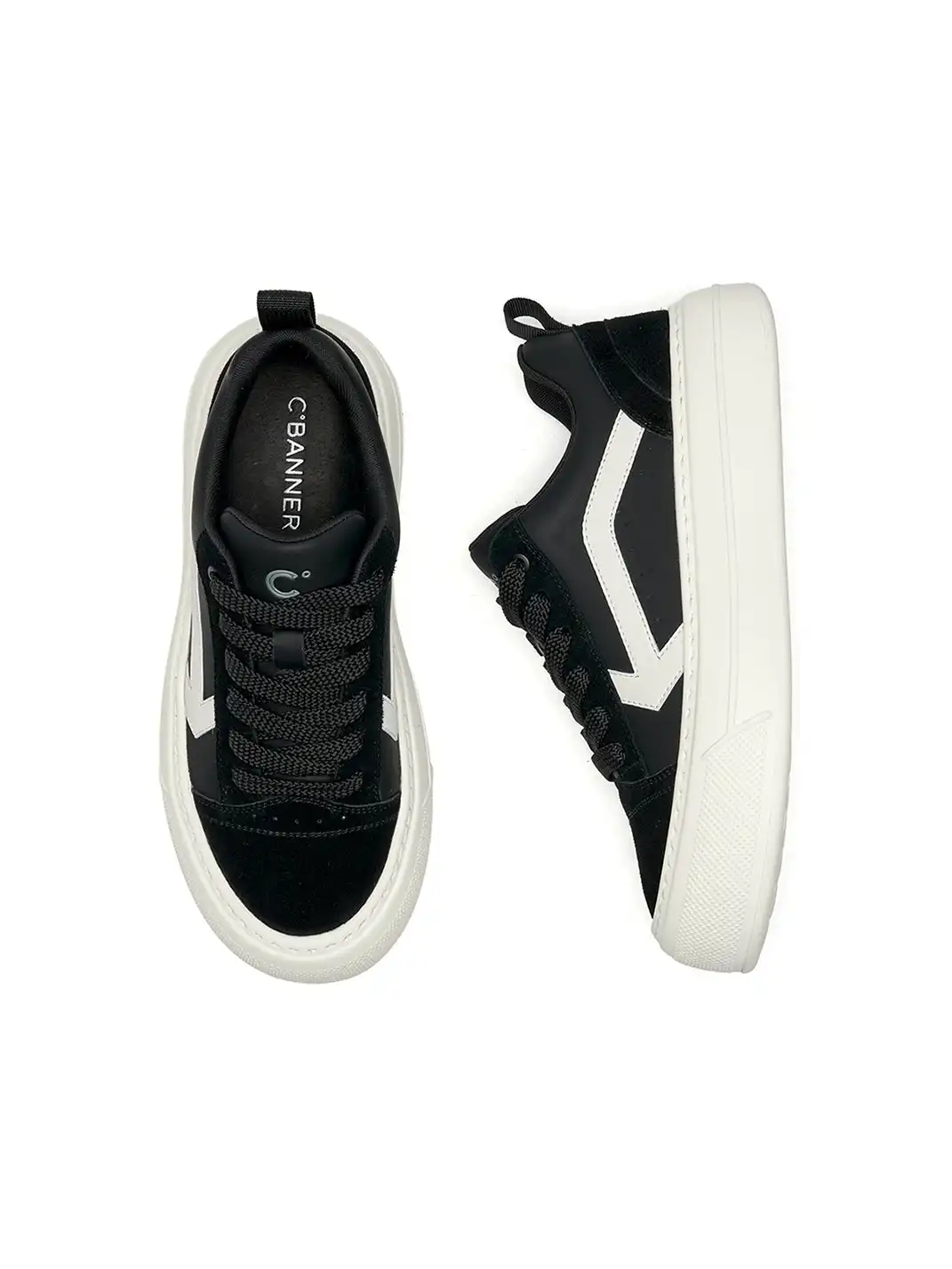 C.BANNER | Black Platform Low-top Sneakers