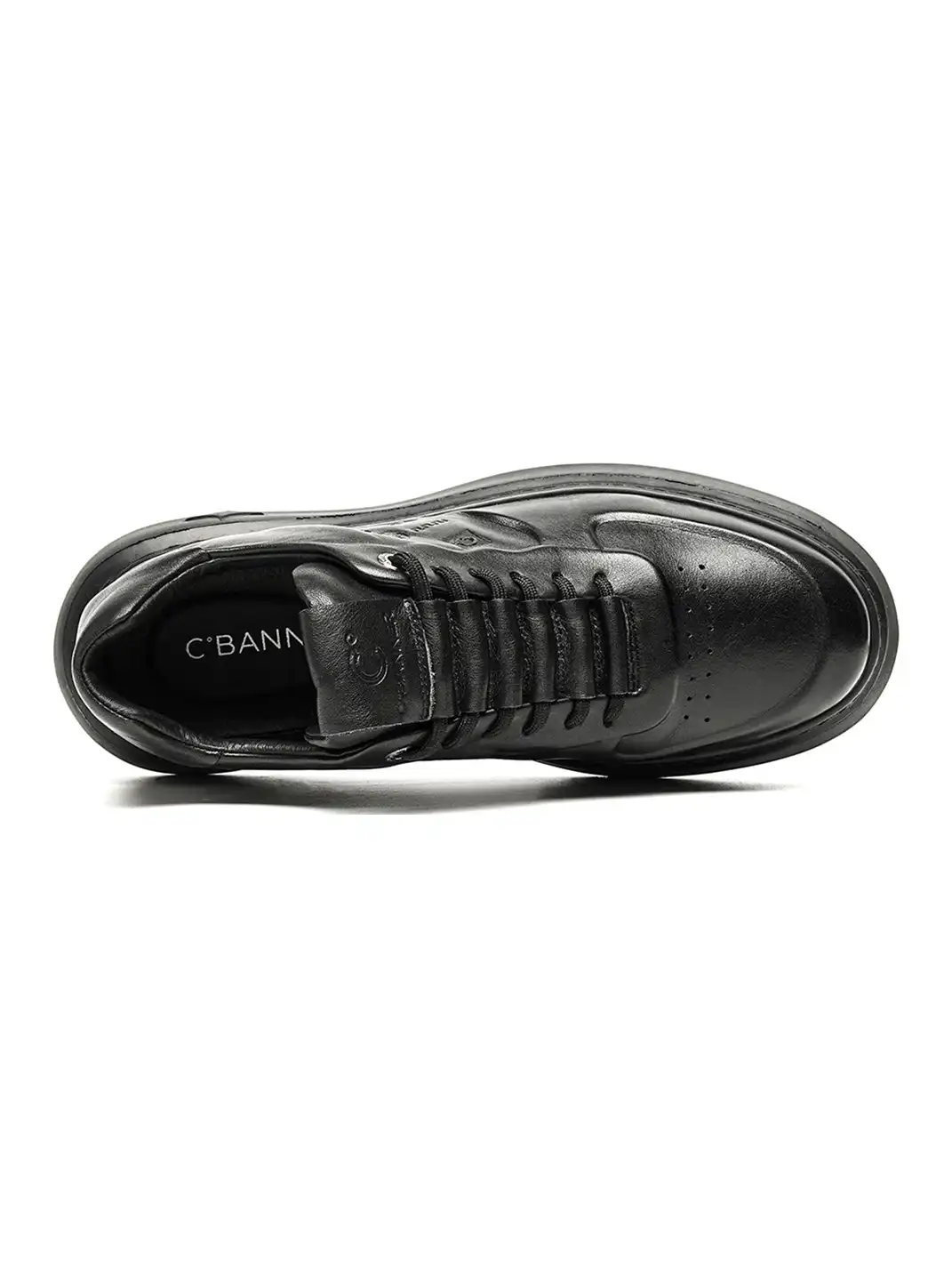 C.BANNER | Black Embossed Leather Platform Sneakers