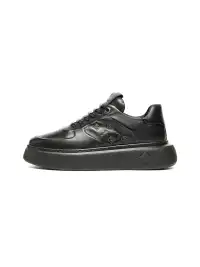 C.BANNER | Black Embossed Leather Platform Sneakers
