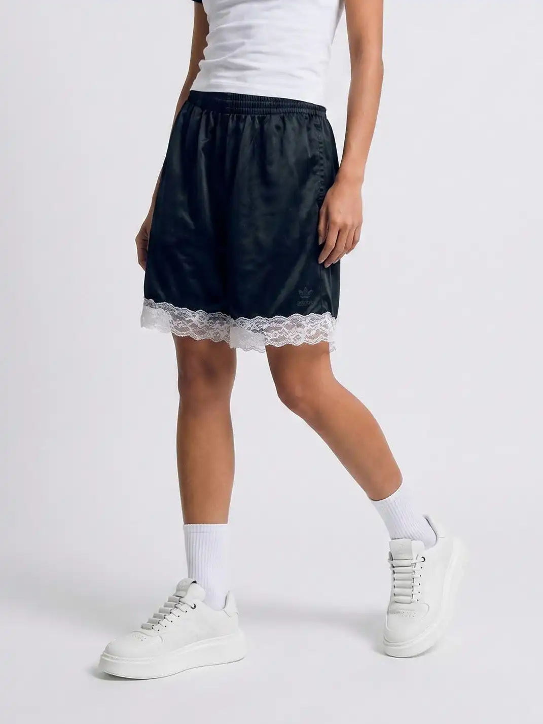 C.BANNER | White Embossed Leather Platform Sneakers