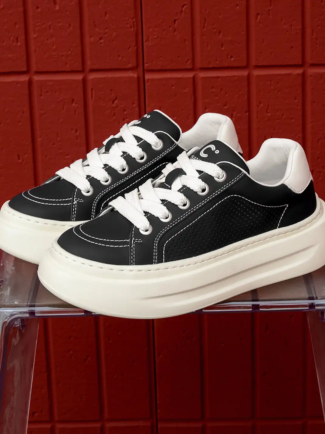 C.BANNER | Stitched Platform Low-Top Sneakers