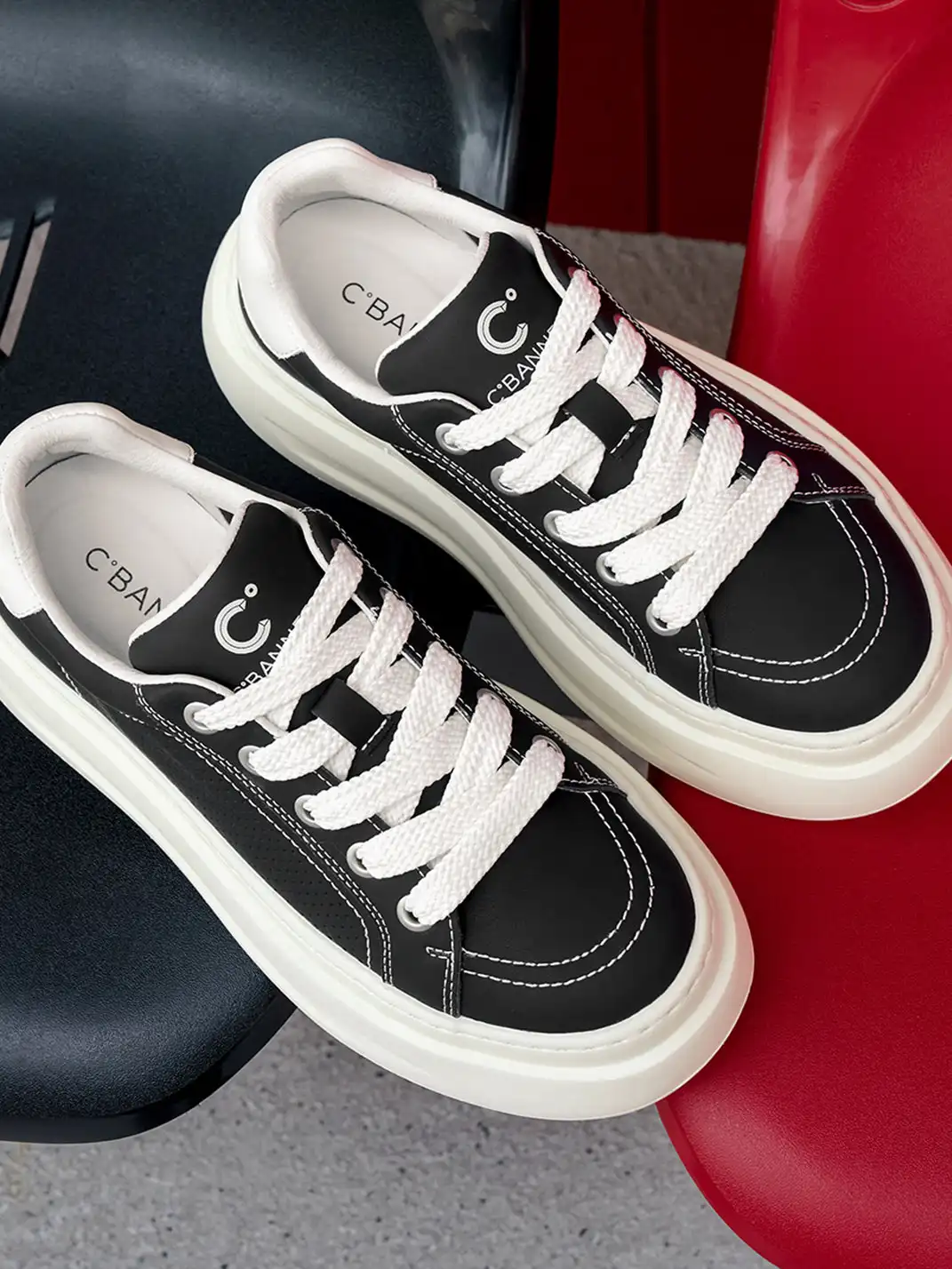 C.BANNER | Stitched Platform Low-Top Sneakers