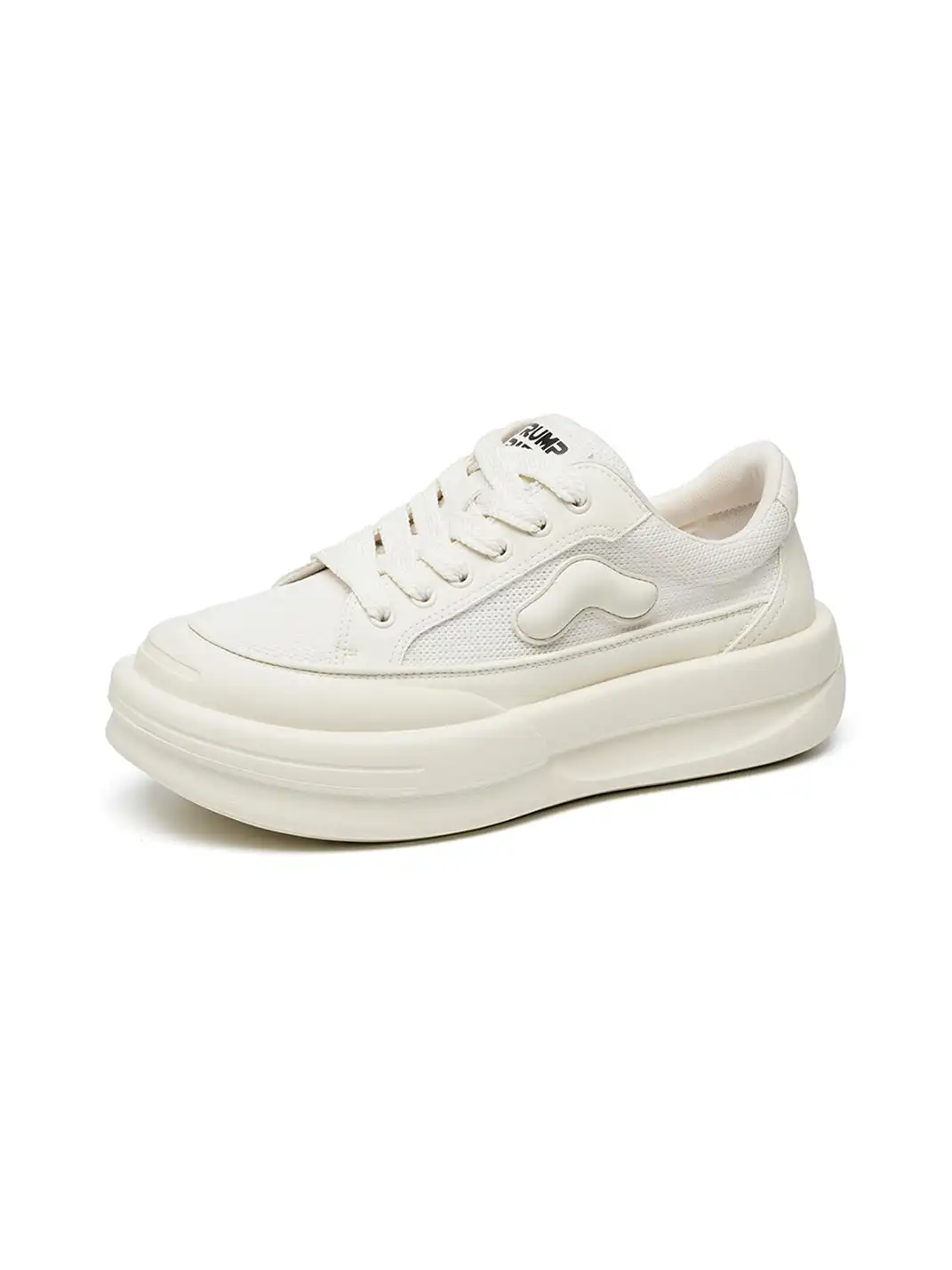 TRUMPPIPE | White Mesh Platform Low-Top Sneakers