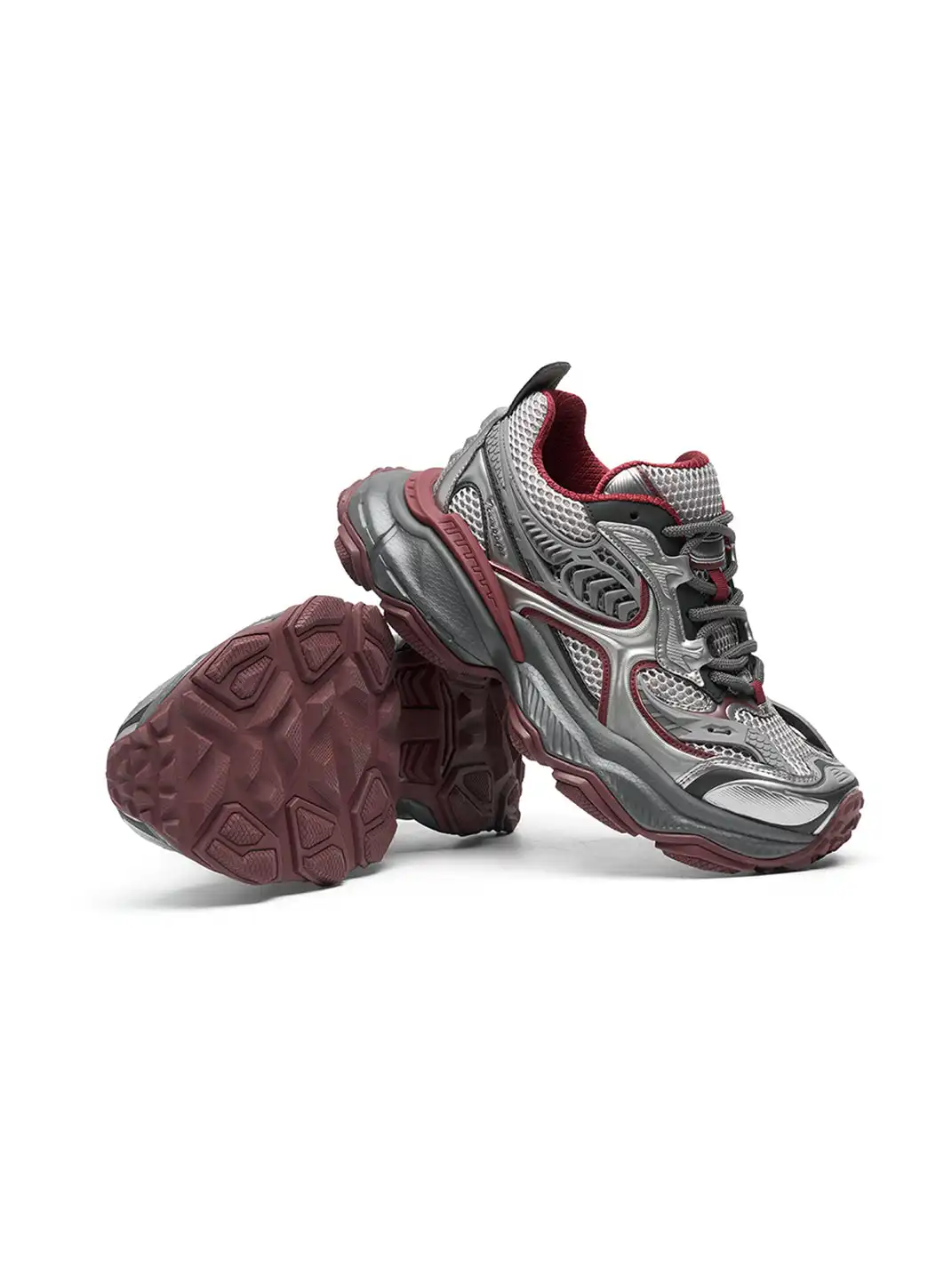 TRUMPPIPE | Burgundy Layered Retro Runner Sneakers