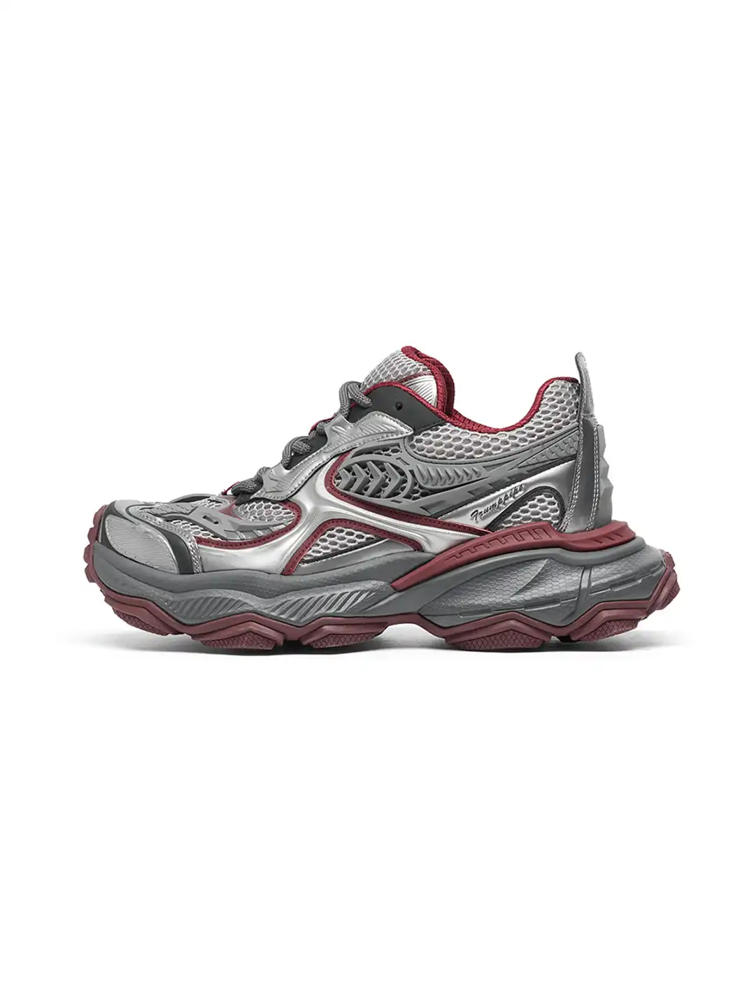 TRUMPPIPE | Burgundy Layered Retro Runner Sneakers
