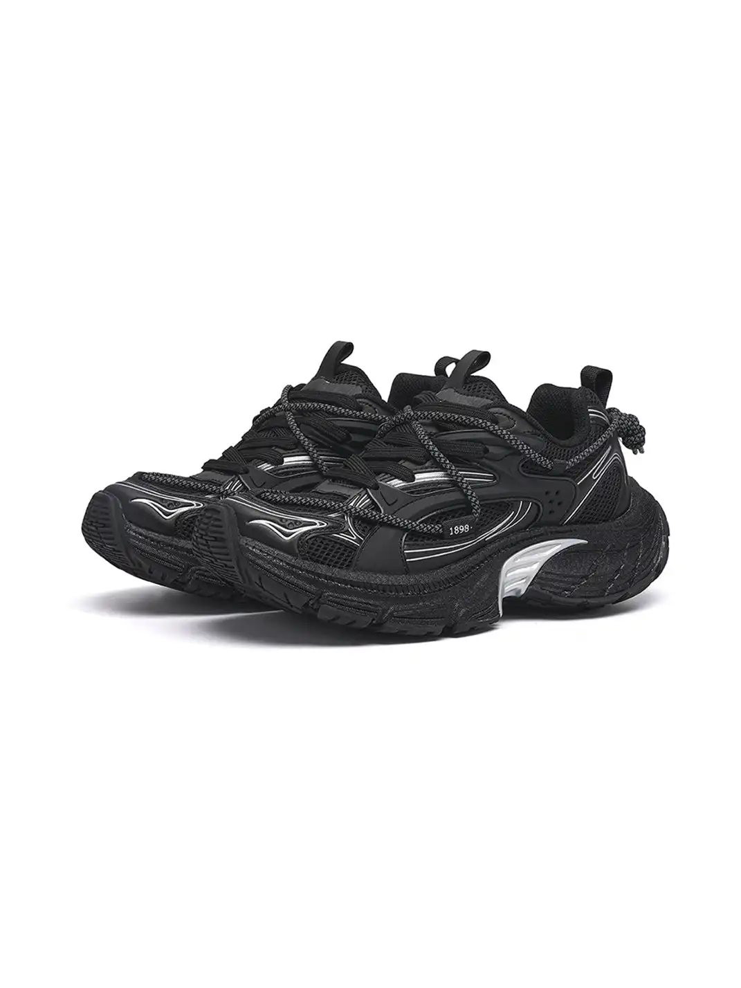 TRUMPPIPE | Black Chunky Tech Runner Sneakers
