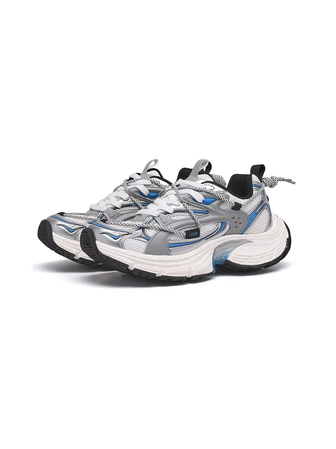 TRUMPPIPE | Grey Chunky Tech Runner Sneakers