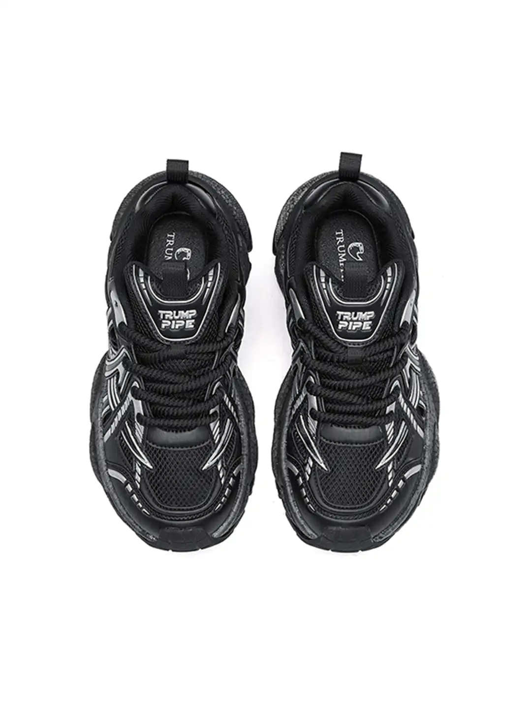 TRUMPPIPE | Black Interlaced Tech Runner Sneakers