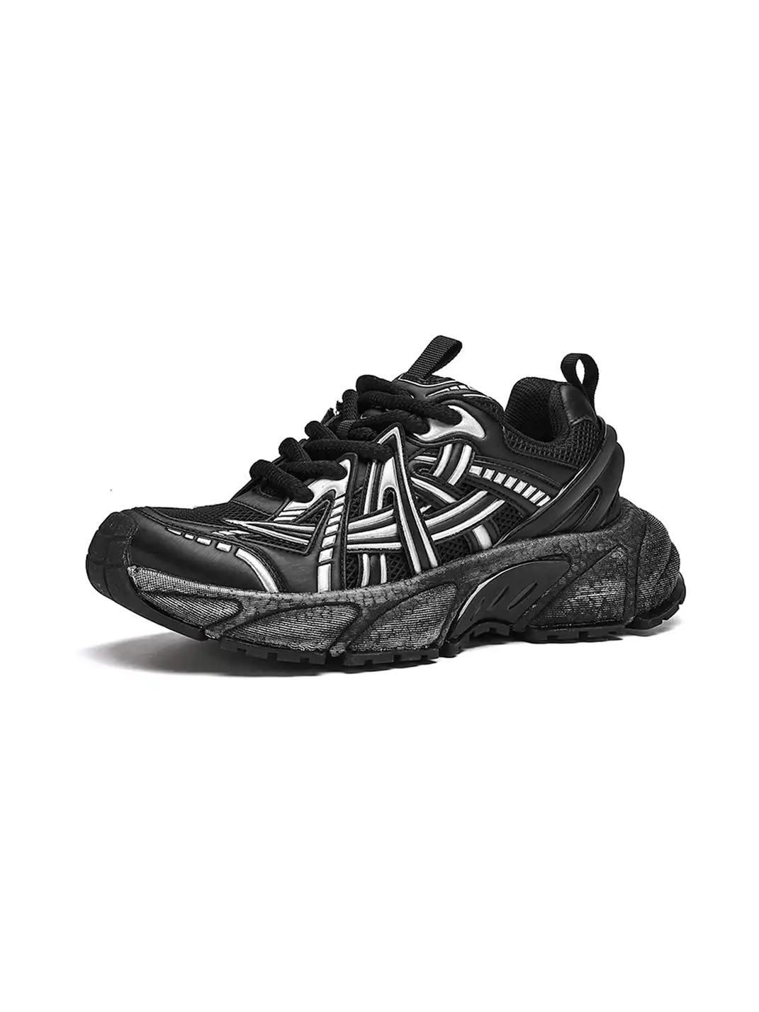 TRUMPPIPE | Black Interlaced Tech Runner Sneakers