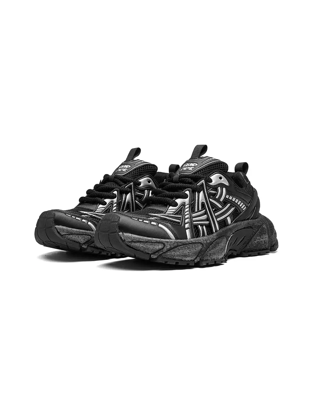 TRUMPPIPE | Black Interlaced Tech Runner Sneakers