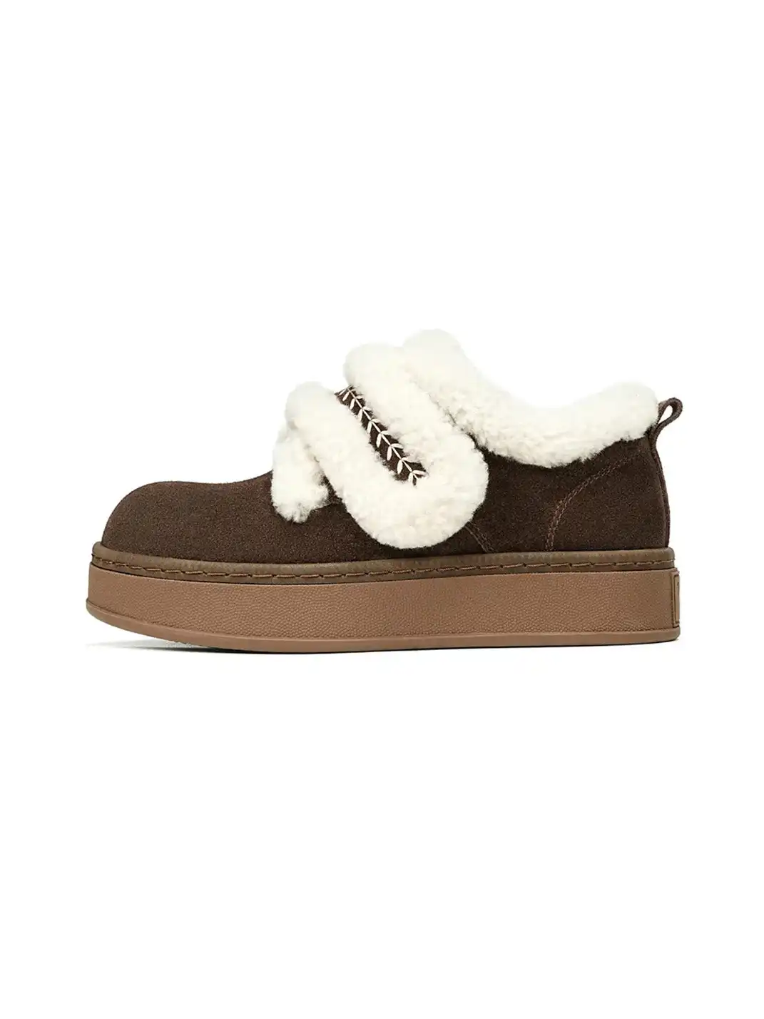 C.BANNER | Brown Shearling Platform Slip-On Shoes
