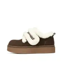 C.BANNER | Brown Shearling Platform Slip-On Shoes