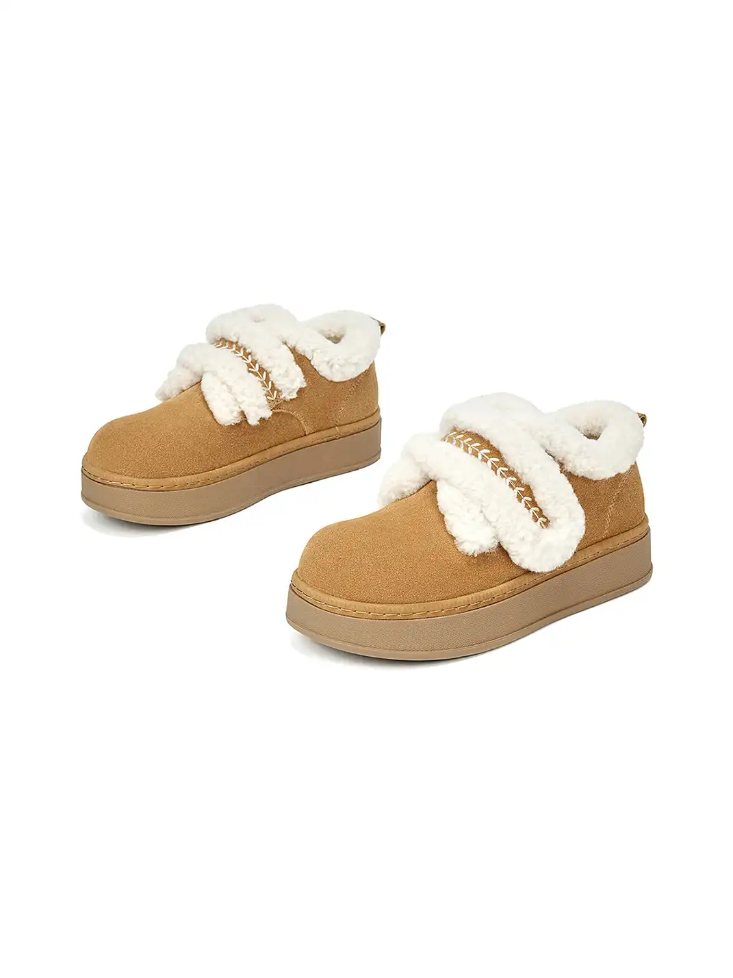 C.BANNER | Camel Shearling Platform Slip-On Shoes