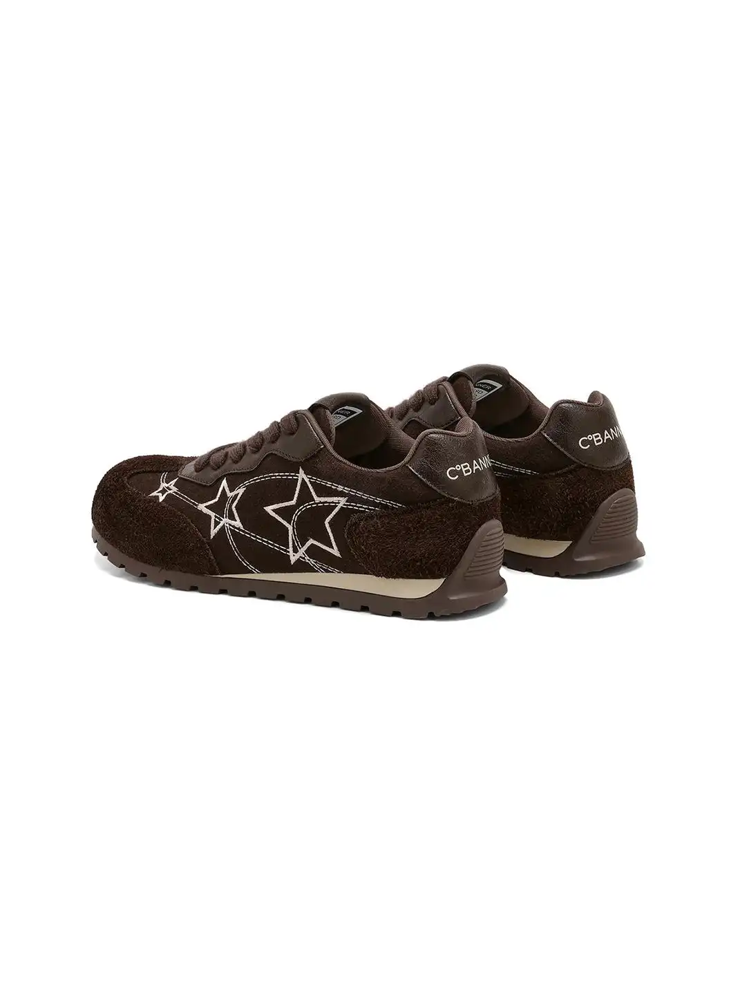 C.BANNER | Brown Star Embroidered Low-Top Sneakers