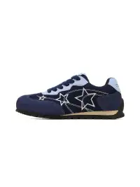 C.BANNER | Blue Star Embroidered Low-Top Sneakers