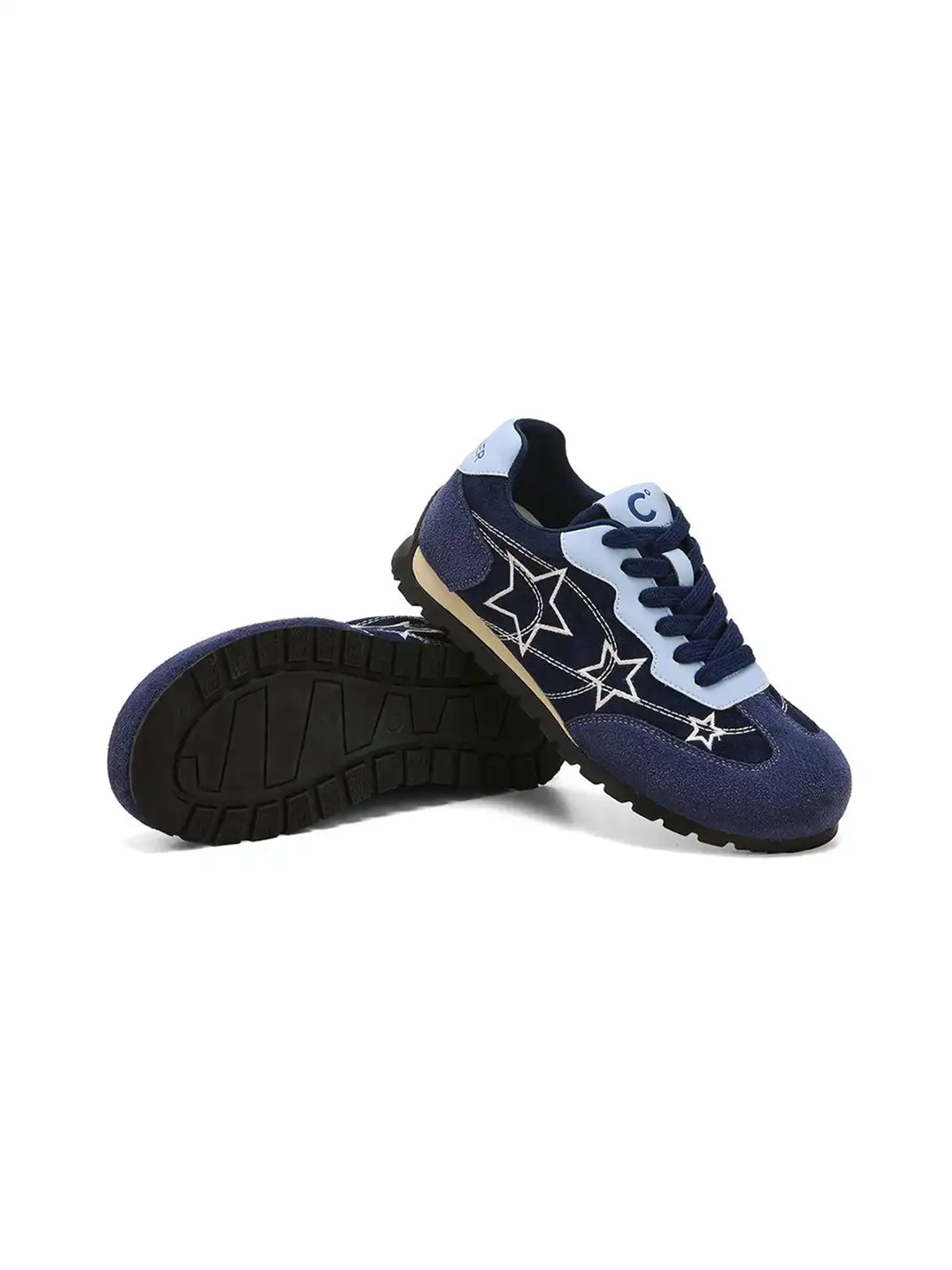 C.BANNER | Blue Star Embroidered Low-Top Sneakers