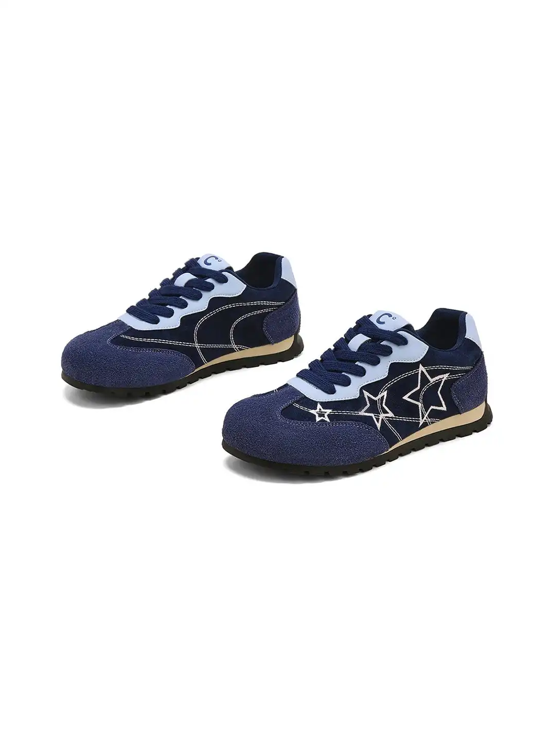 C.BANNER | Blue Star Embroidered Low-Top Sneakers