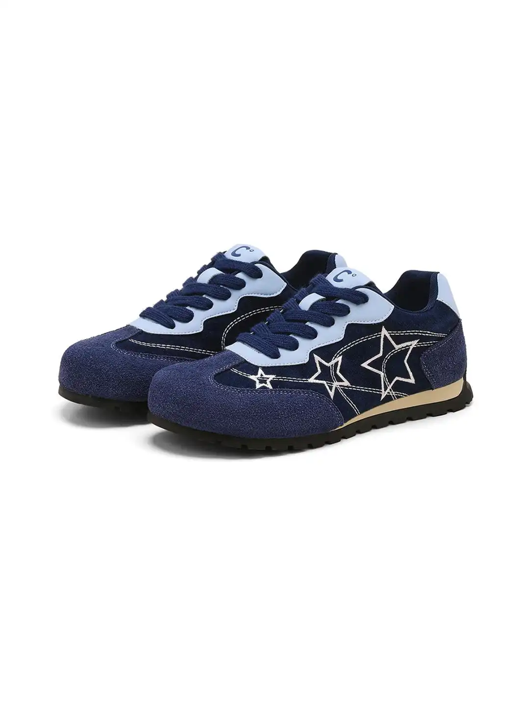 C.BANNER | Blue Star Embroidered Low-Top Sneakers