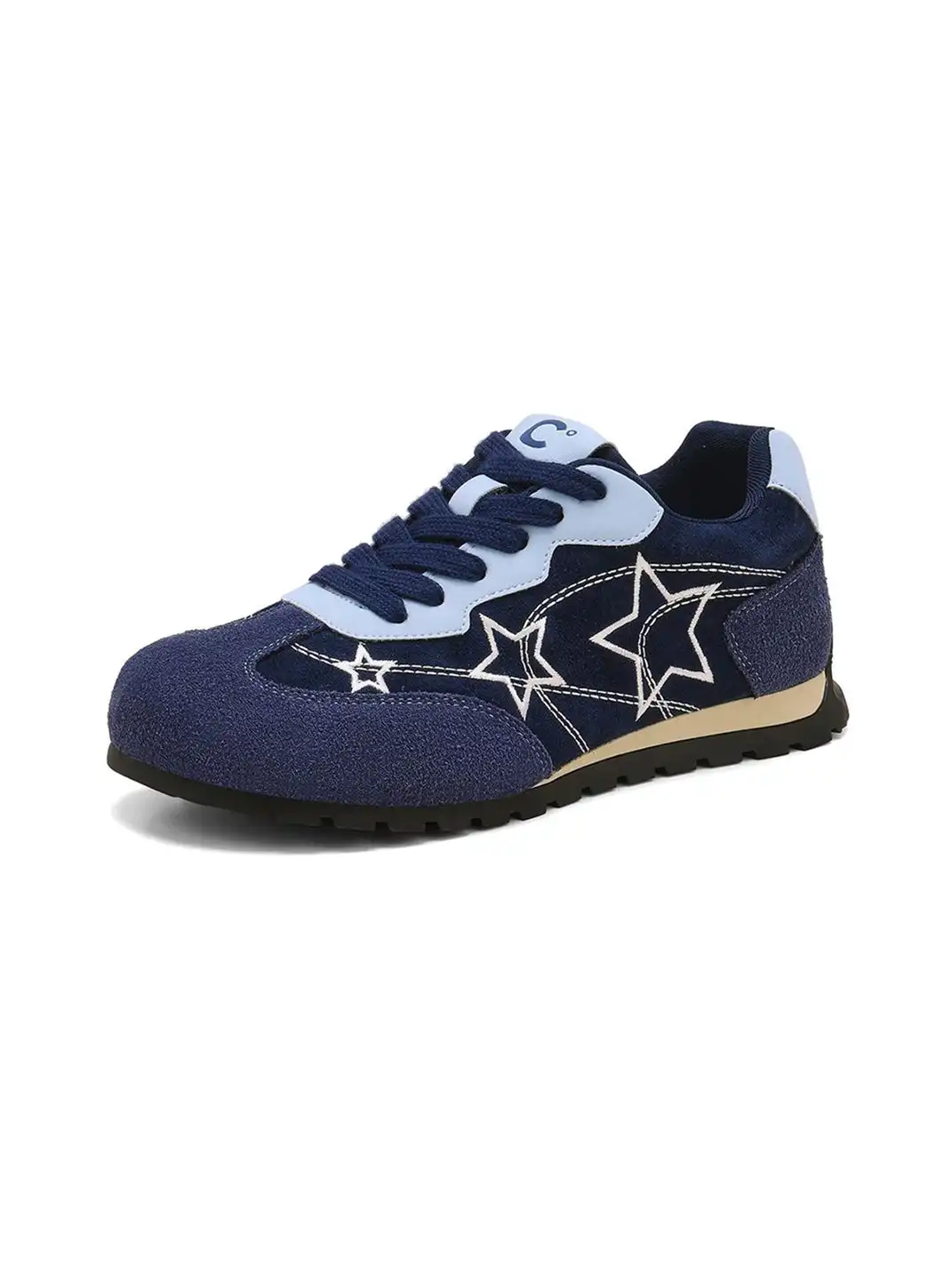 C.BANNER | Blue Star Embroidered Low-Top Sneakers