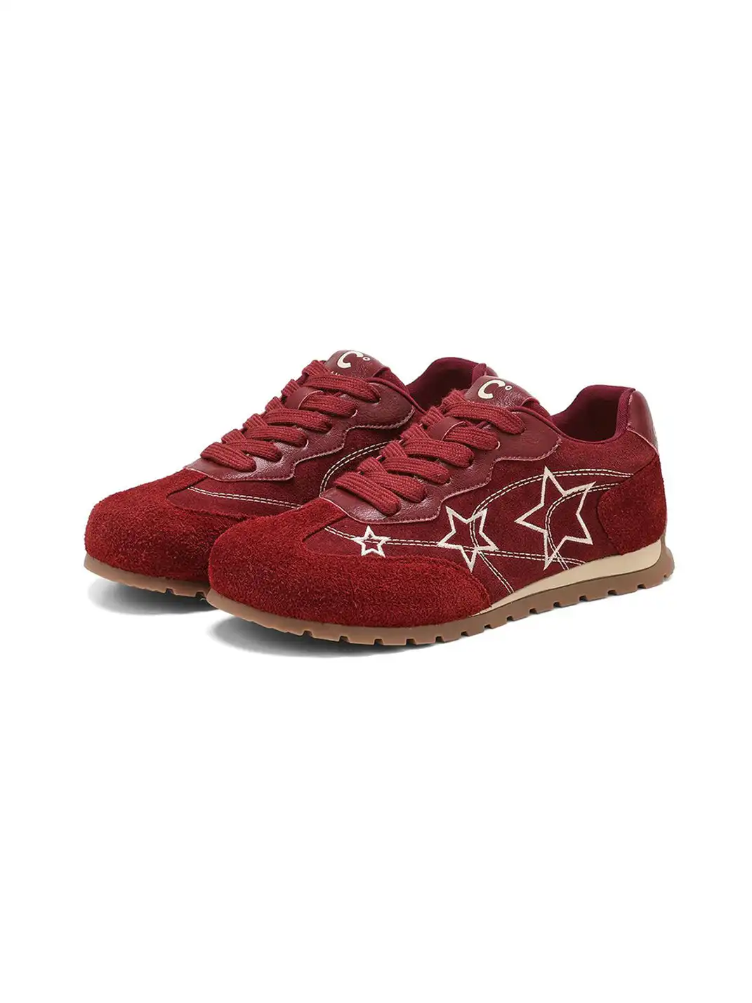C.BANNER | Red Star Embroidered Low-Top Sneakers