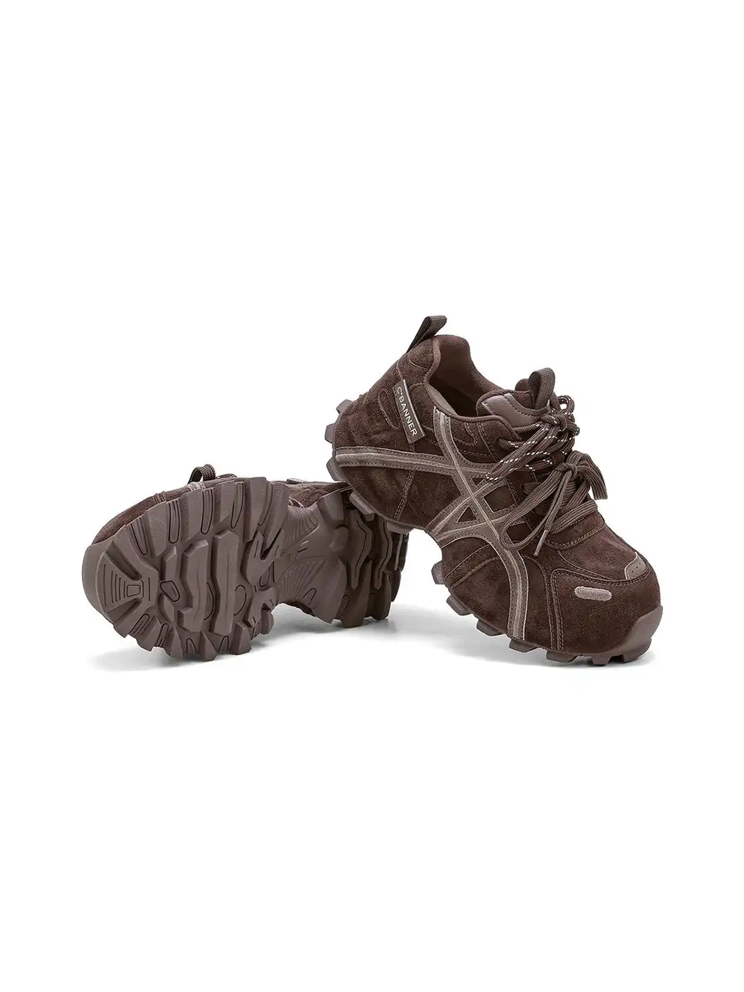 C.BANNER | Brown Cross-Strap Trail Runner Sneakers