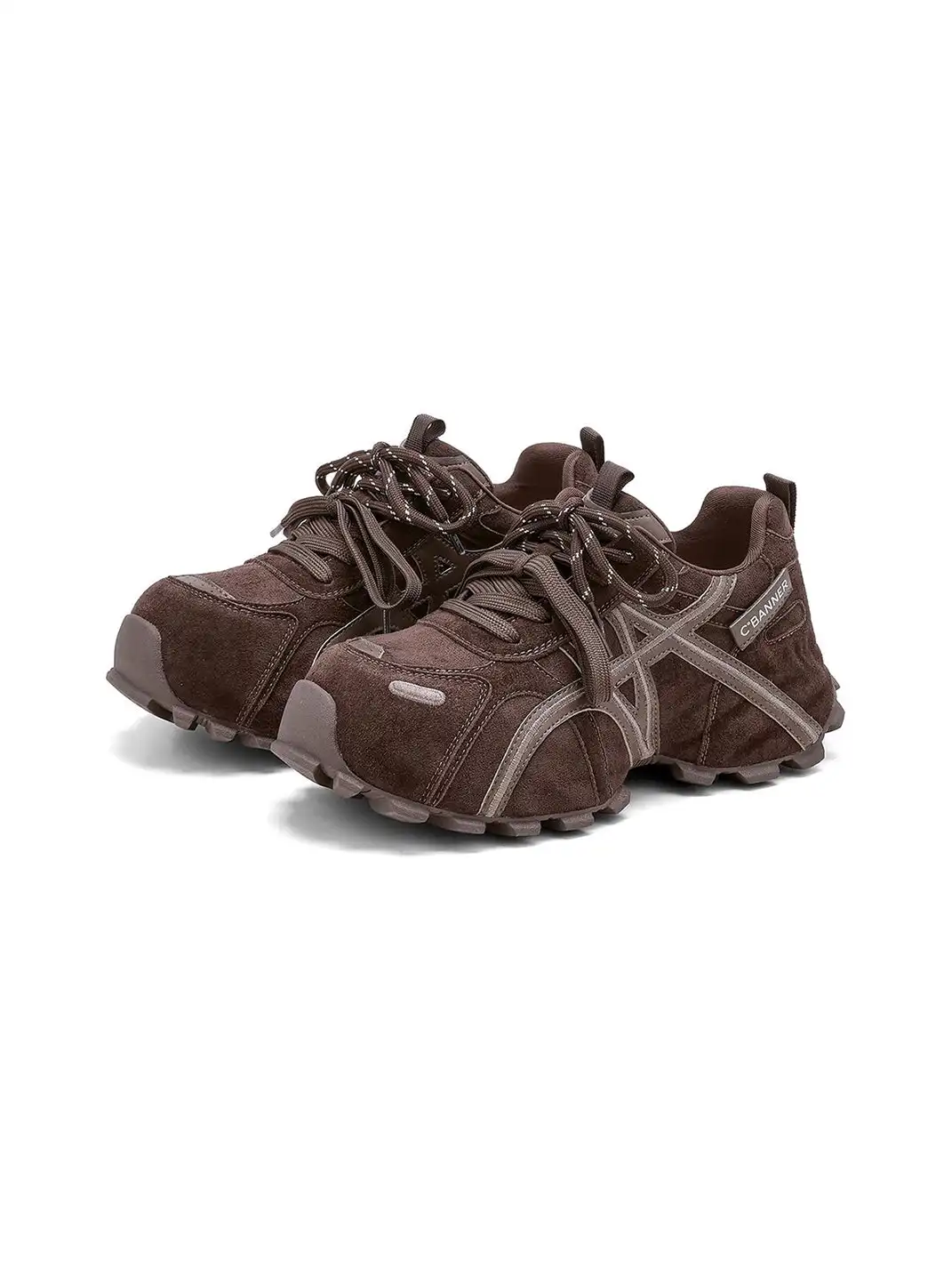 C.BANNER | Brown Cross-Strap Trail Runner Sneakers