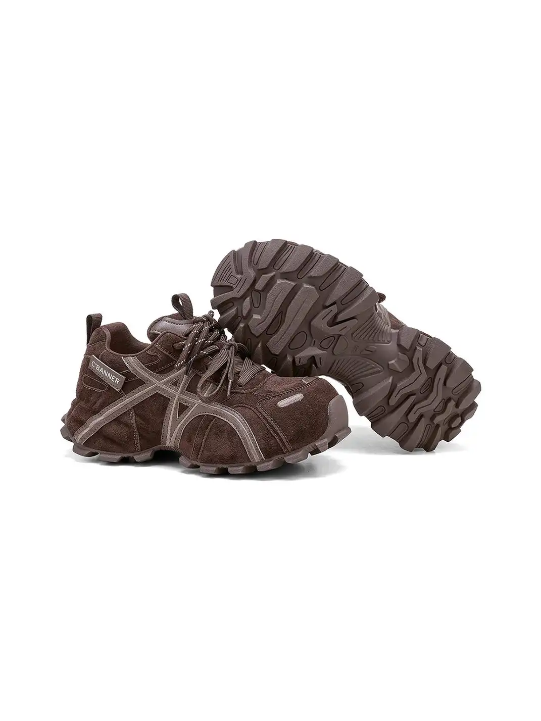 C.BANNER | Brown Cross-Strap Trail Runner Sneakers