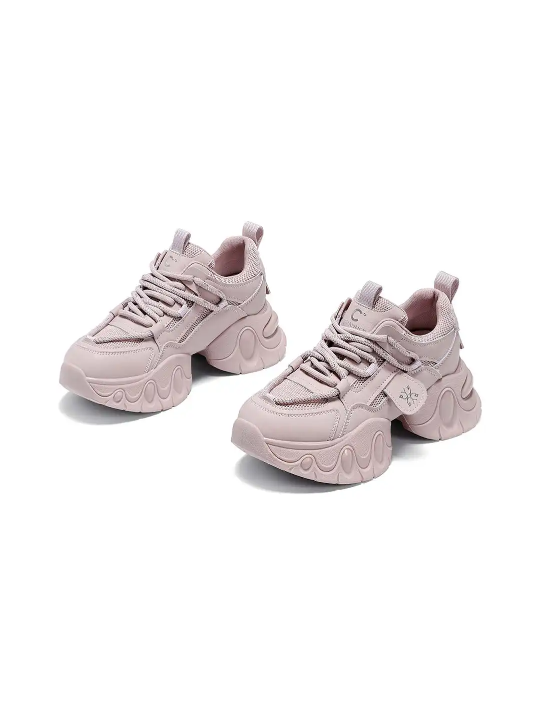 C.BANNER | Pink Sculpted Platform Sneakers