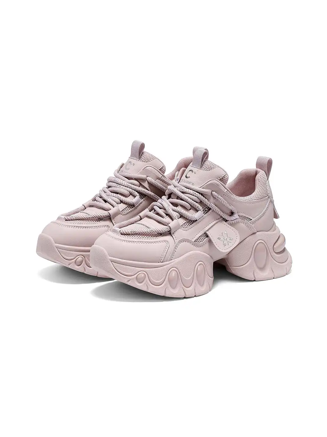 C.BANNER | Pink Sculpted Platform Sneakers
