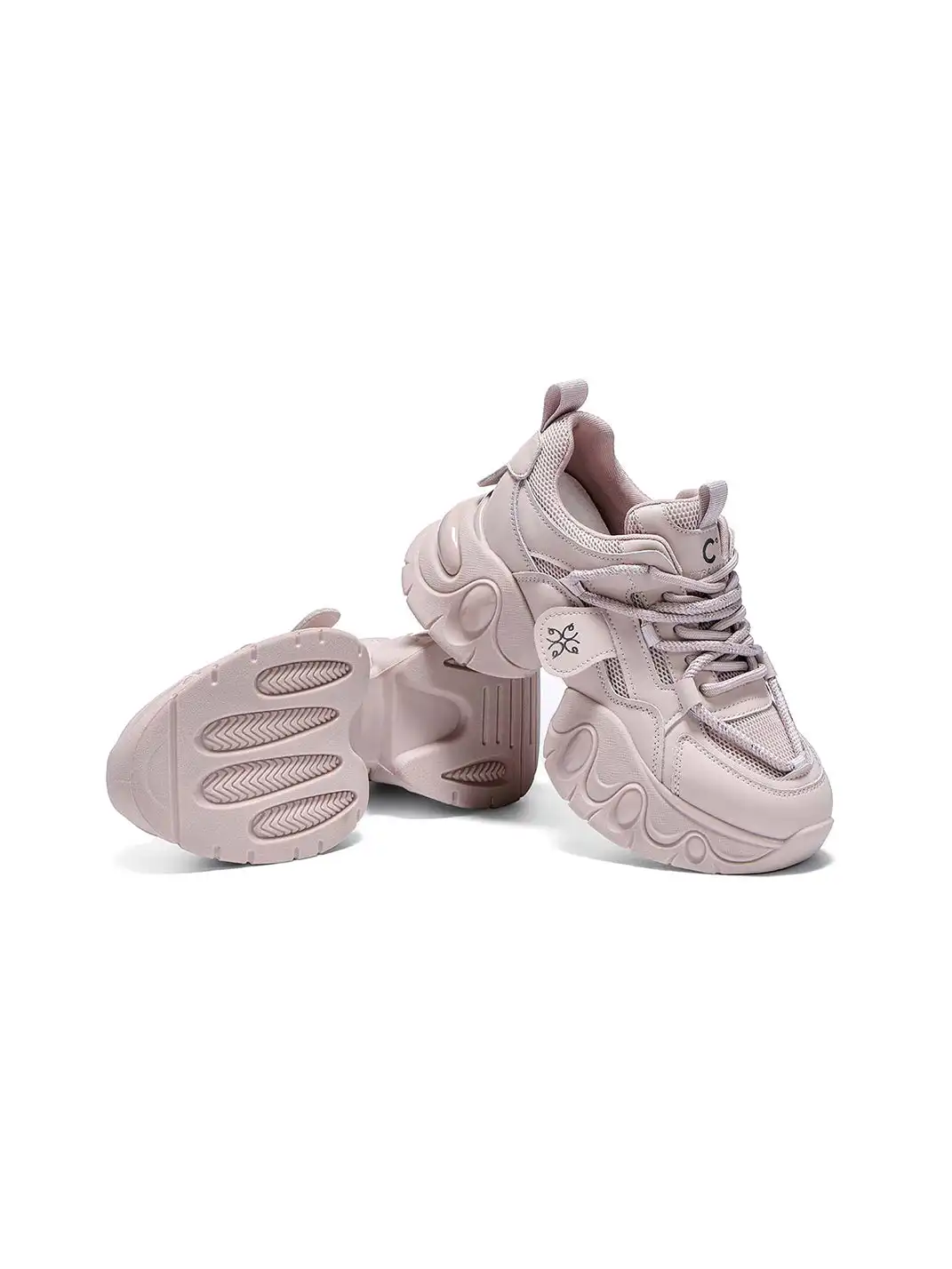 C.BANNER | Pink Sculpted Platform Sneakers
