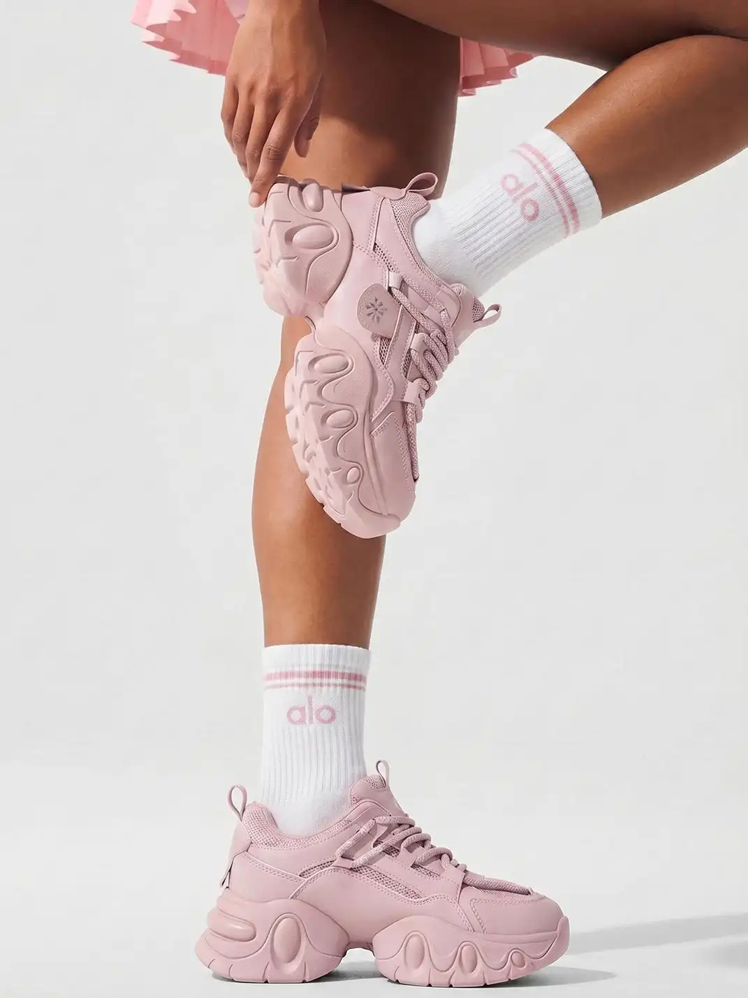 C.BANNER | Pink Sculpted Platform Sneakers