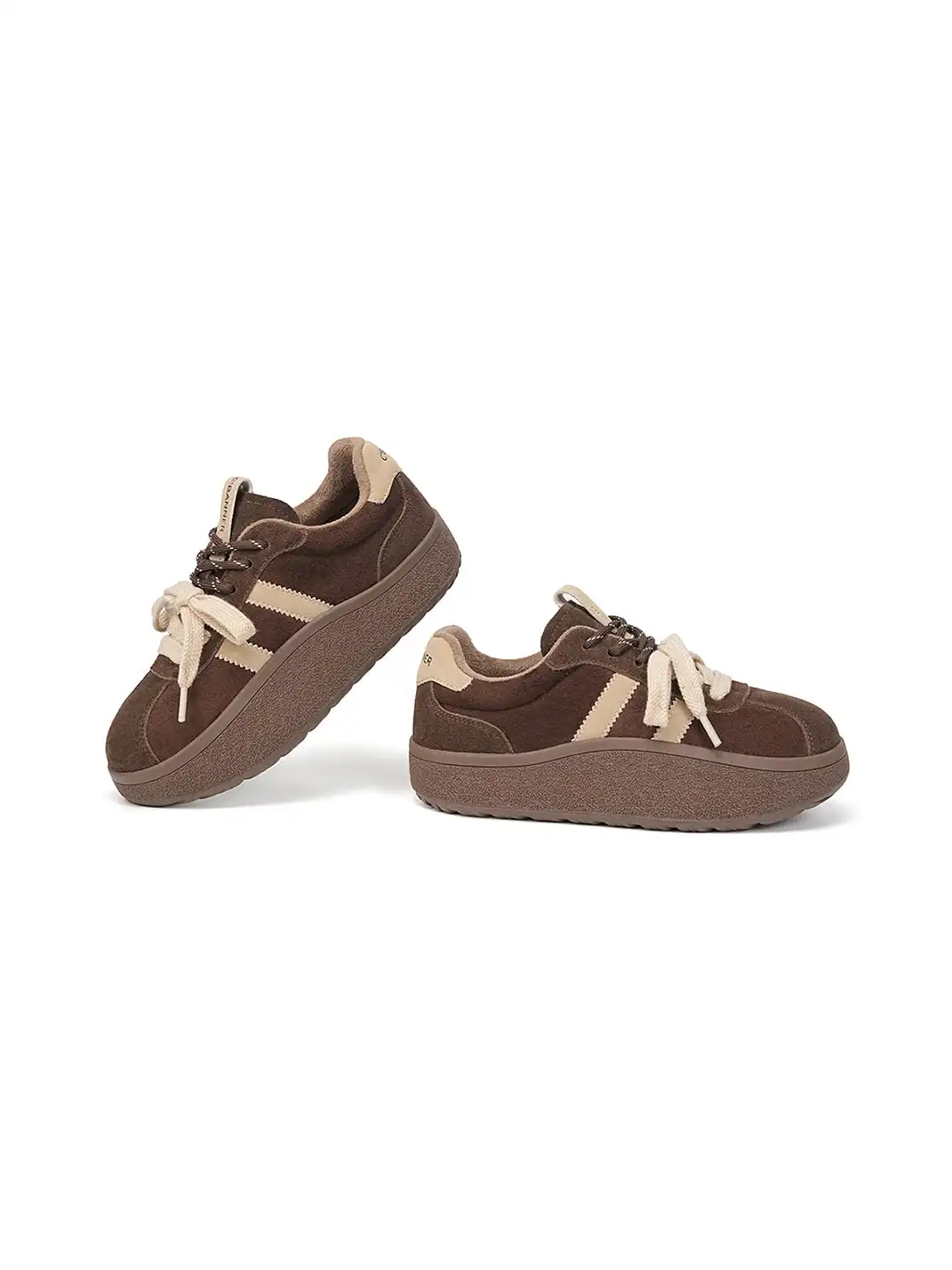 C.BANNER | Coffee Suede Platform Sneakers