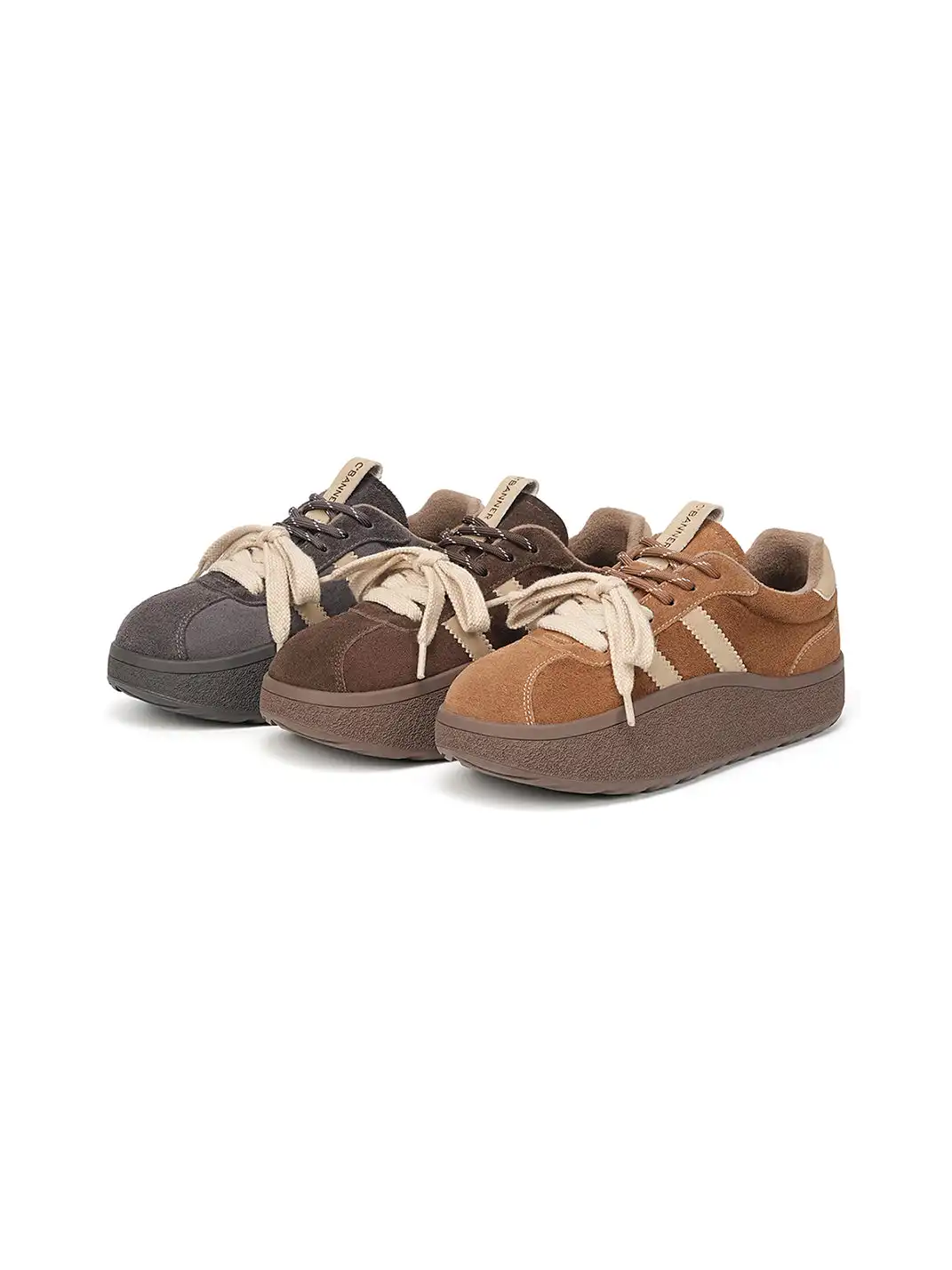C.BANNER | Coffee Suede Platform Sneakers