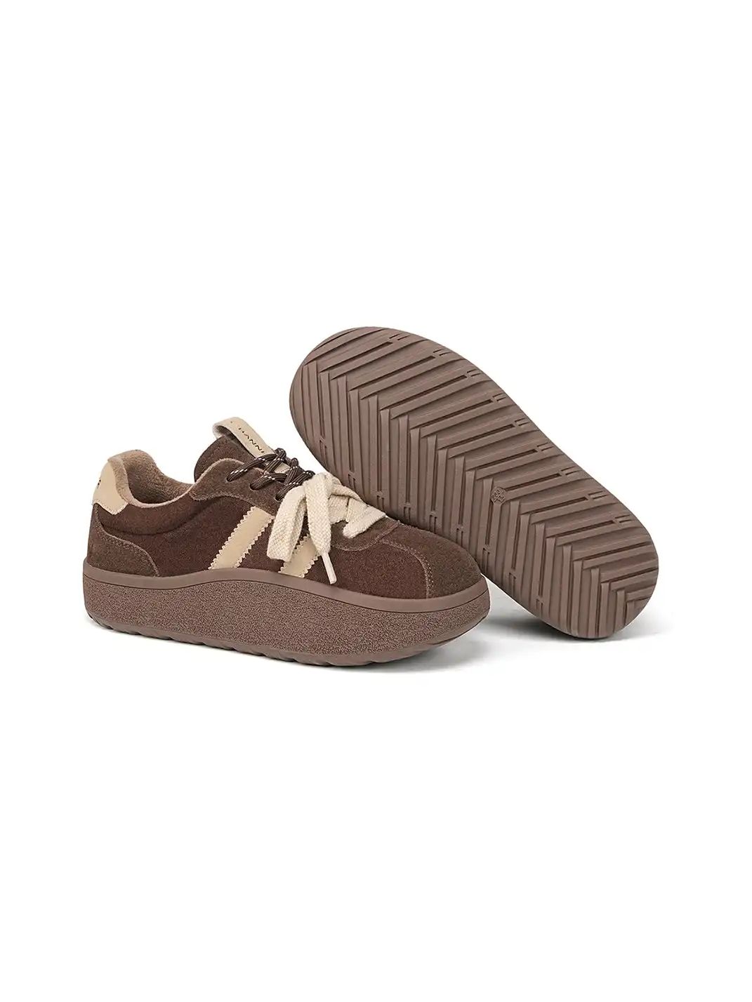 C.BANNER | Coffee Suede Platform Sneakers