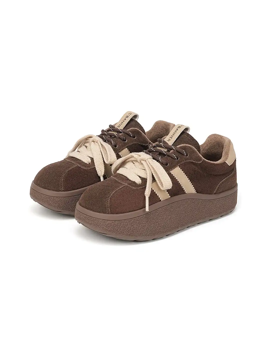 C.BANNER | Coffee Suede Platform Sneakers