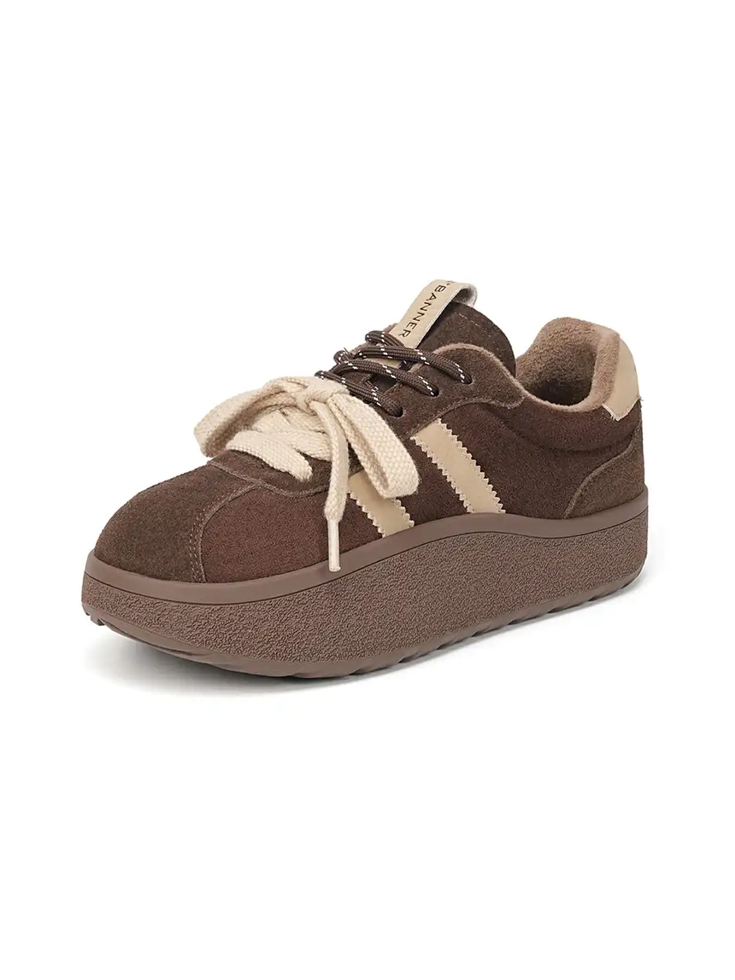 C.BANNER | Coffee Suede Platform Sneakers