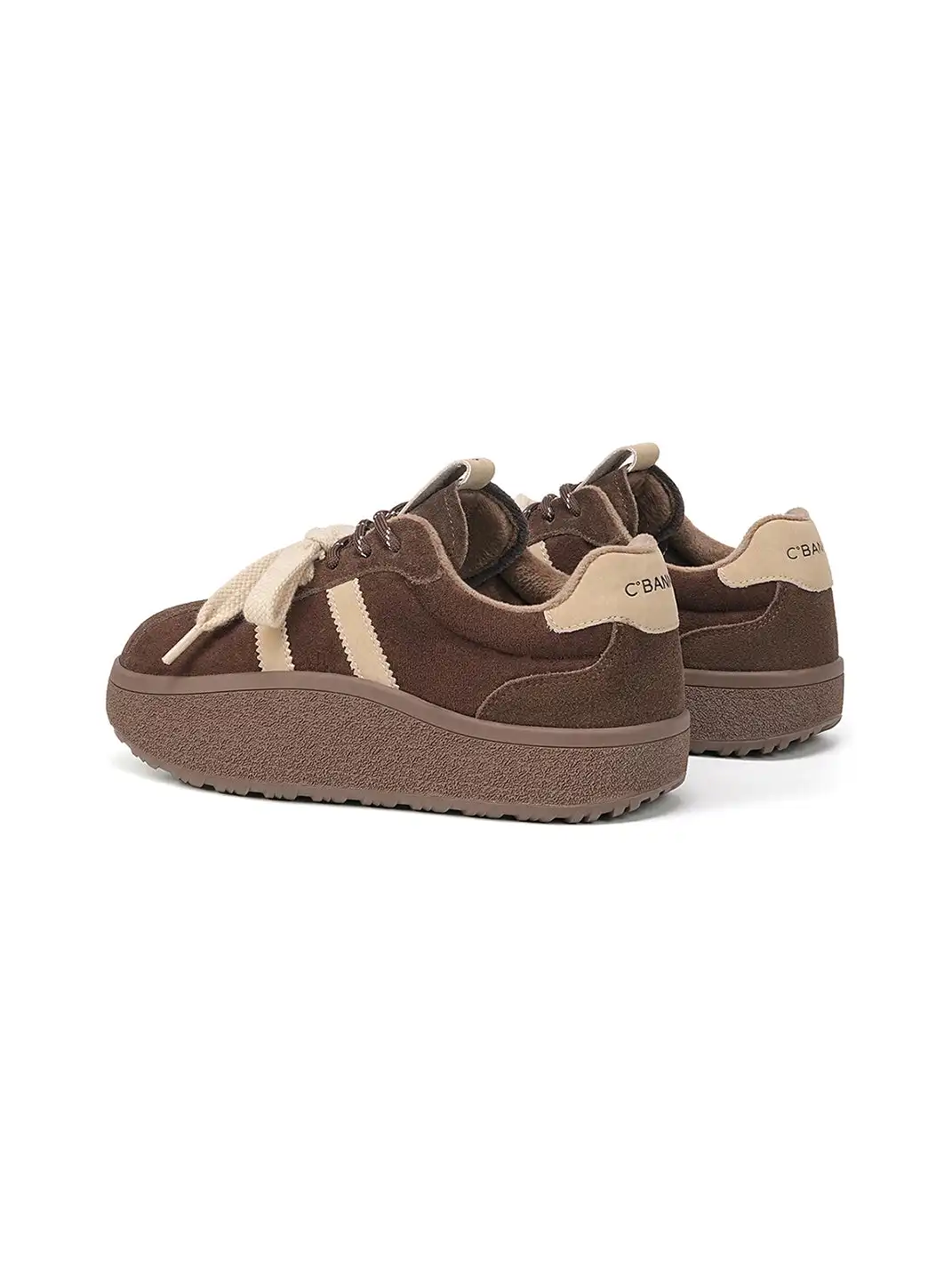 C.BANNER | Coffee Suede Platform Sneakers
